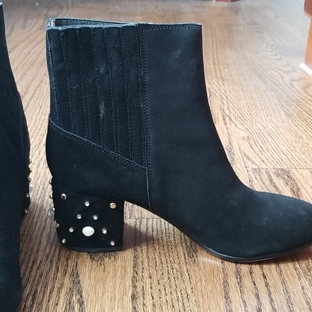Bettye's Black Cow Suede Ankle Boots - Picture 4 of 7
